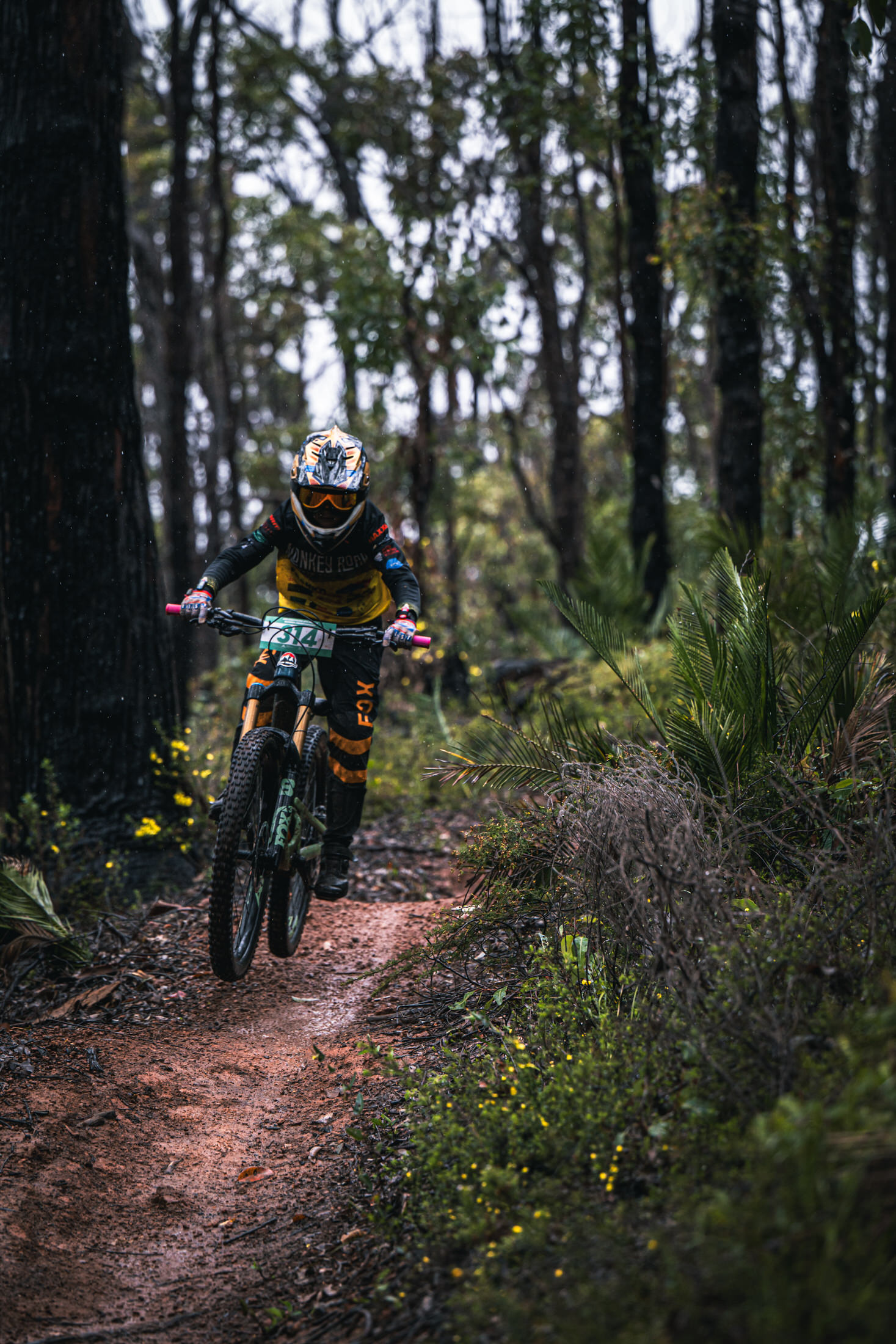 An enduro rider making their way down a stage at the AusCycling Enduro National Champs in Collie WA