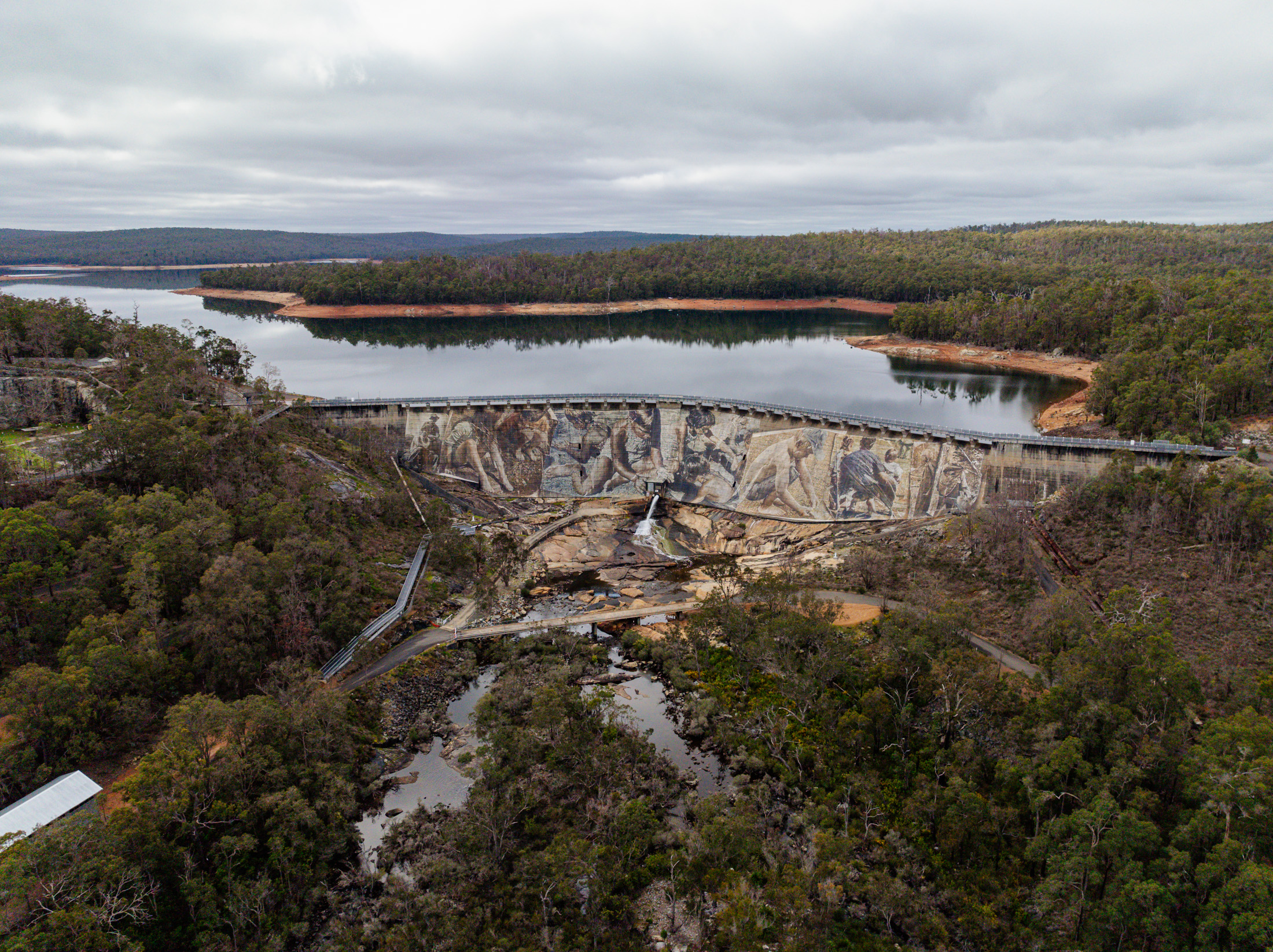 The Reflections mural on the Wellington Dam wall near Collie, WA